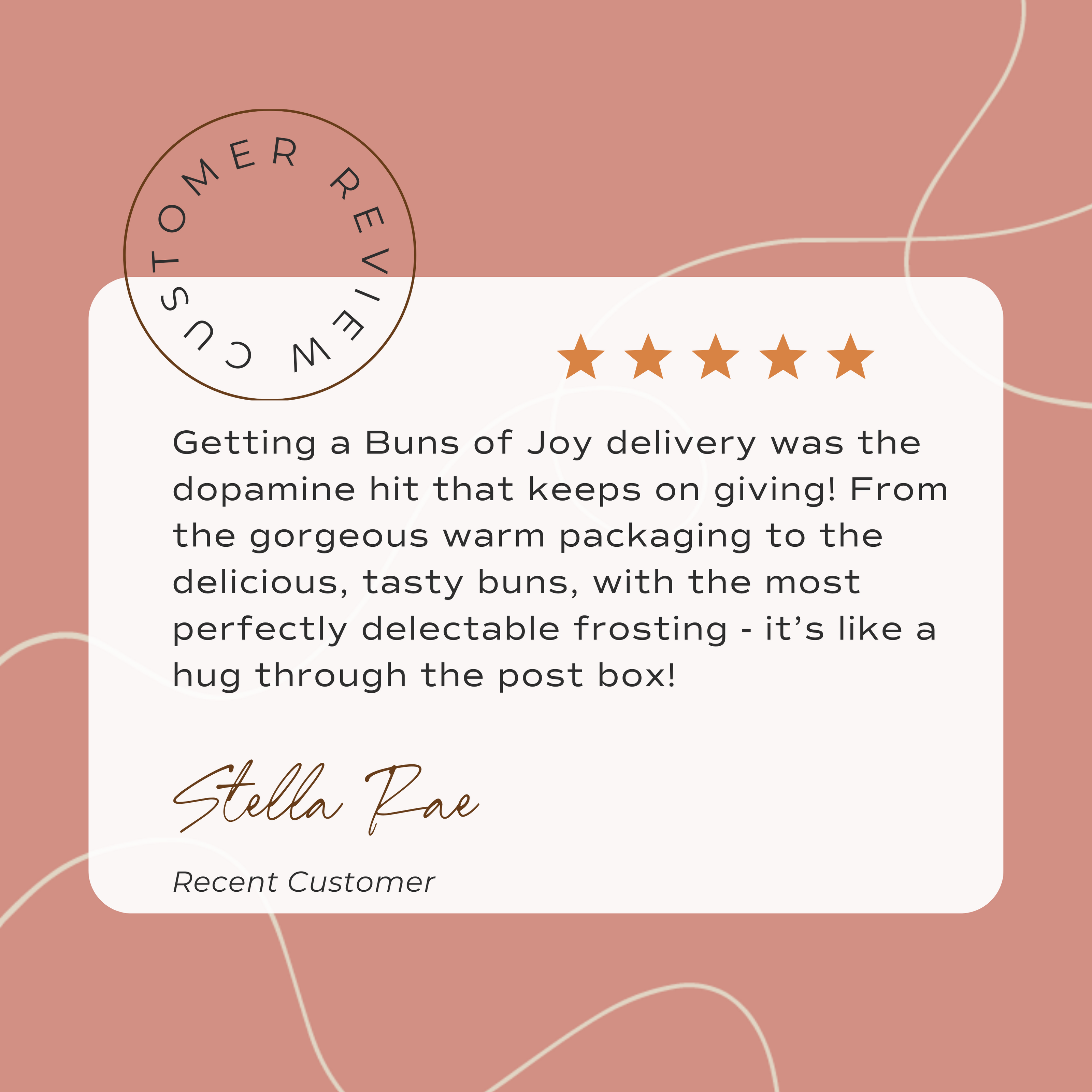 5 star customer review for Cinnamon Buns from Stella