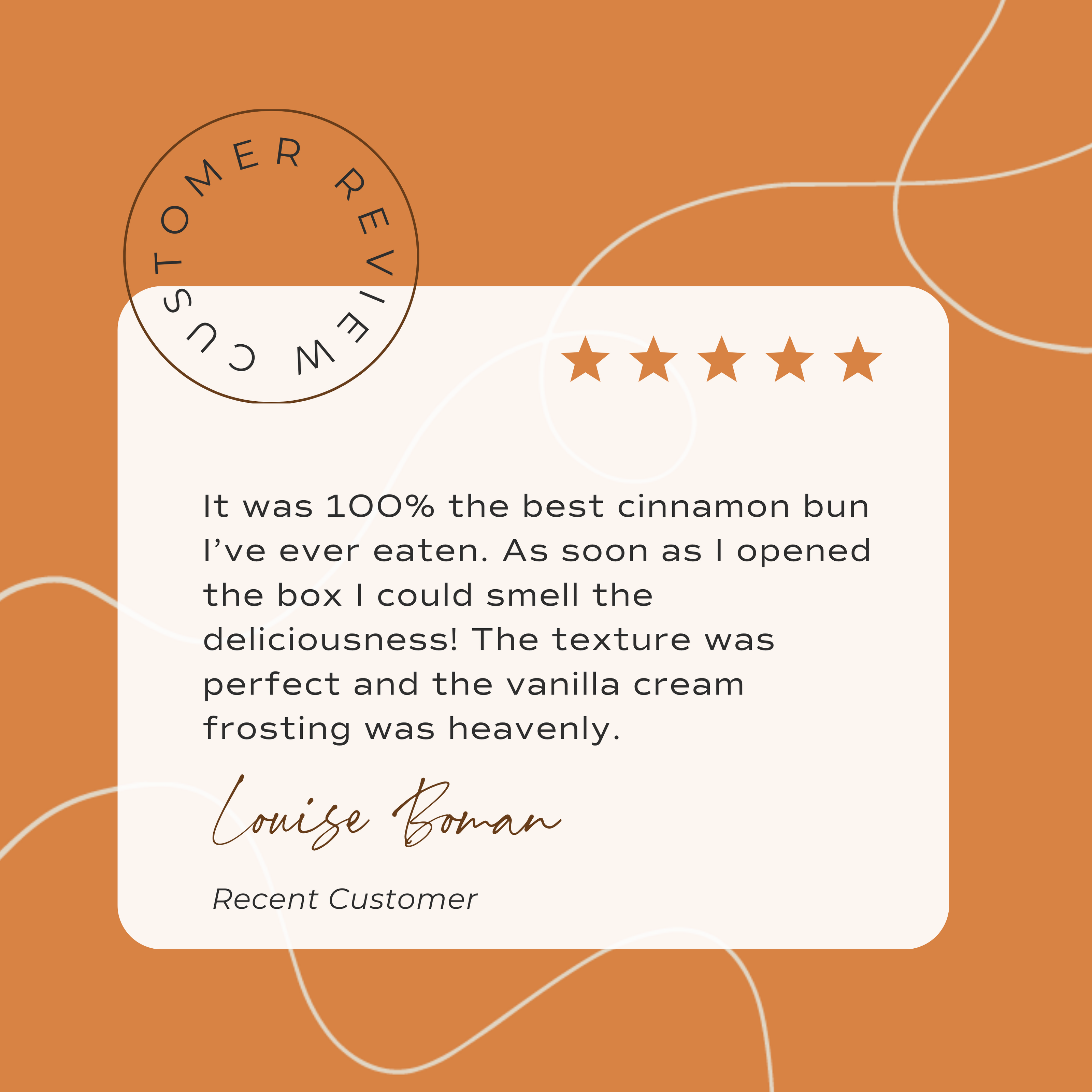 5 star customer review for Cinnamon Buns